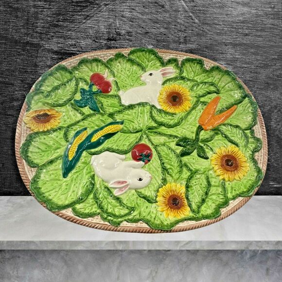 Vintage Bunny Lane Bunny EASTER Extra Large Platter The Strata Group 22.5"x17" - Picture 3 of 12